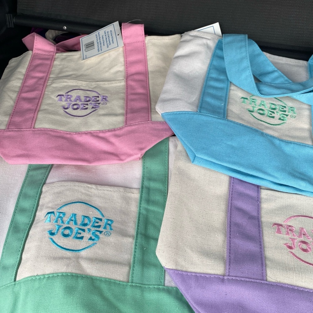 Trader Joe's Canvas Mini Tote Bags - Spring pastels ? Easter bags